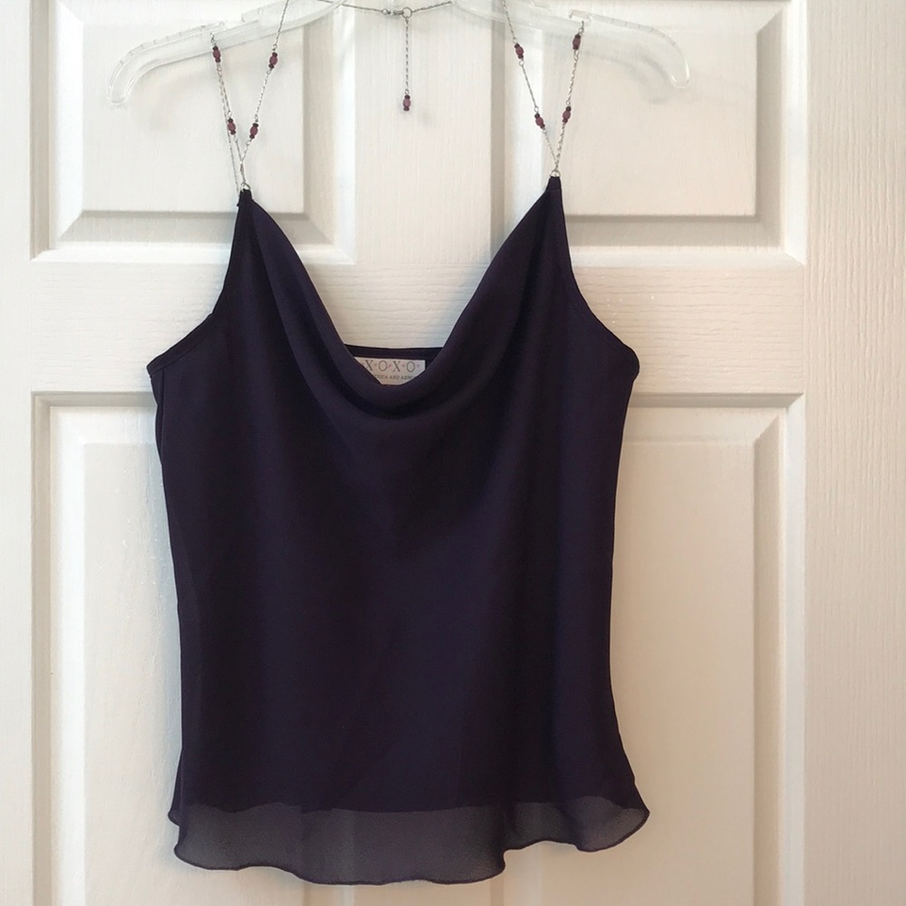 Xoxo sheer top with jeweled straps